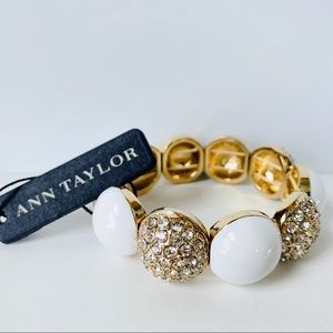 Ann Taylor Stretch Rhinestone Bracelet Gold Tone